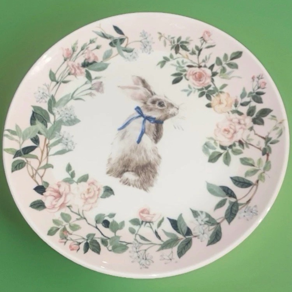 Southern Living Bunny Rabbit Floral Stoneware Salad Plate